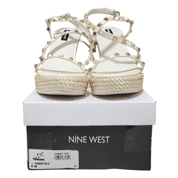 Nine West Women Platform Sandals Harte Wedge US 8M Ivory White - Picture 7 of 7